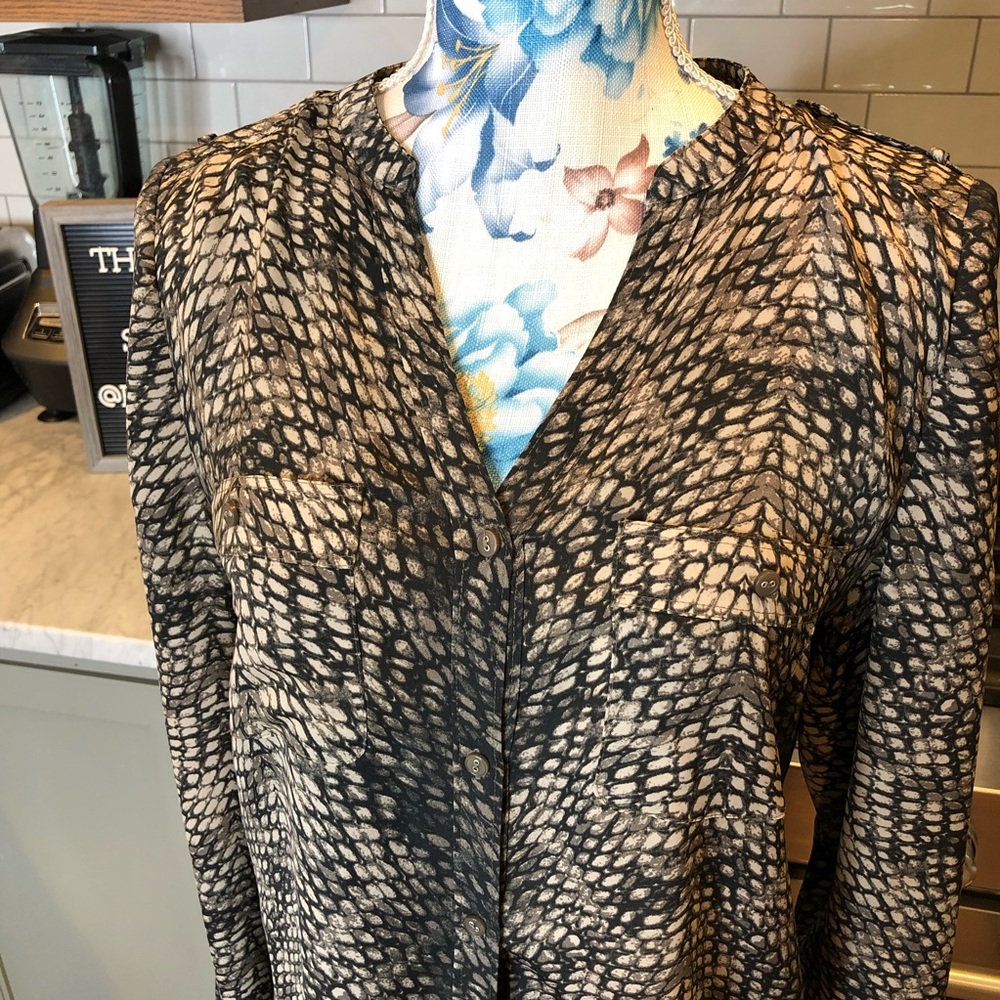 Trouve | Snakeskin Print Button Down Blouse - image 2